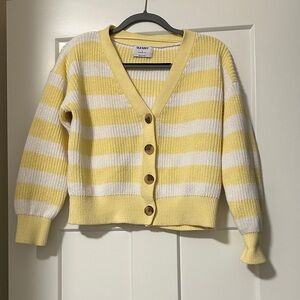 Old Navy Women's Cardigan in Yellow and White Stripes